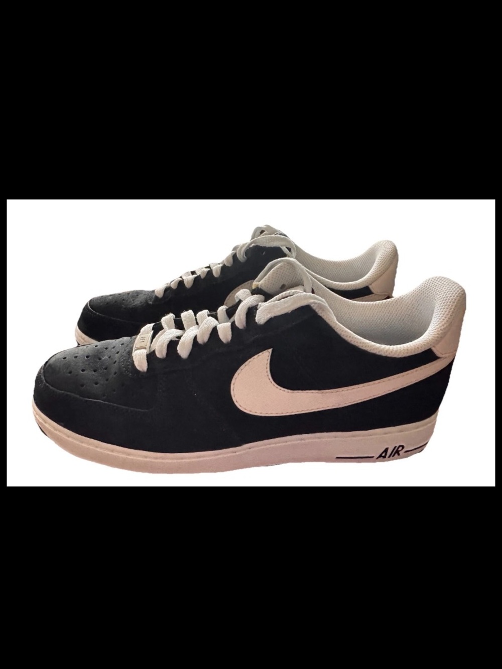 Nike Air Force 1 Low AF1 Box Unisex Black/White Suede Shoe 2014 488298-064 8.5